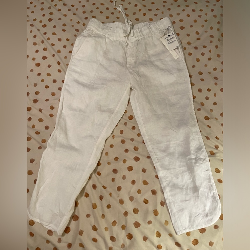 NWT Caslon Petite Linen White Cropped Pants